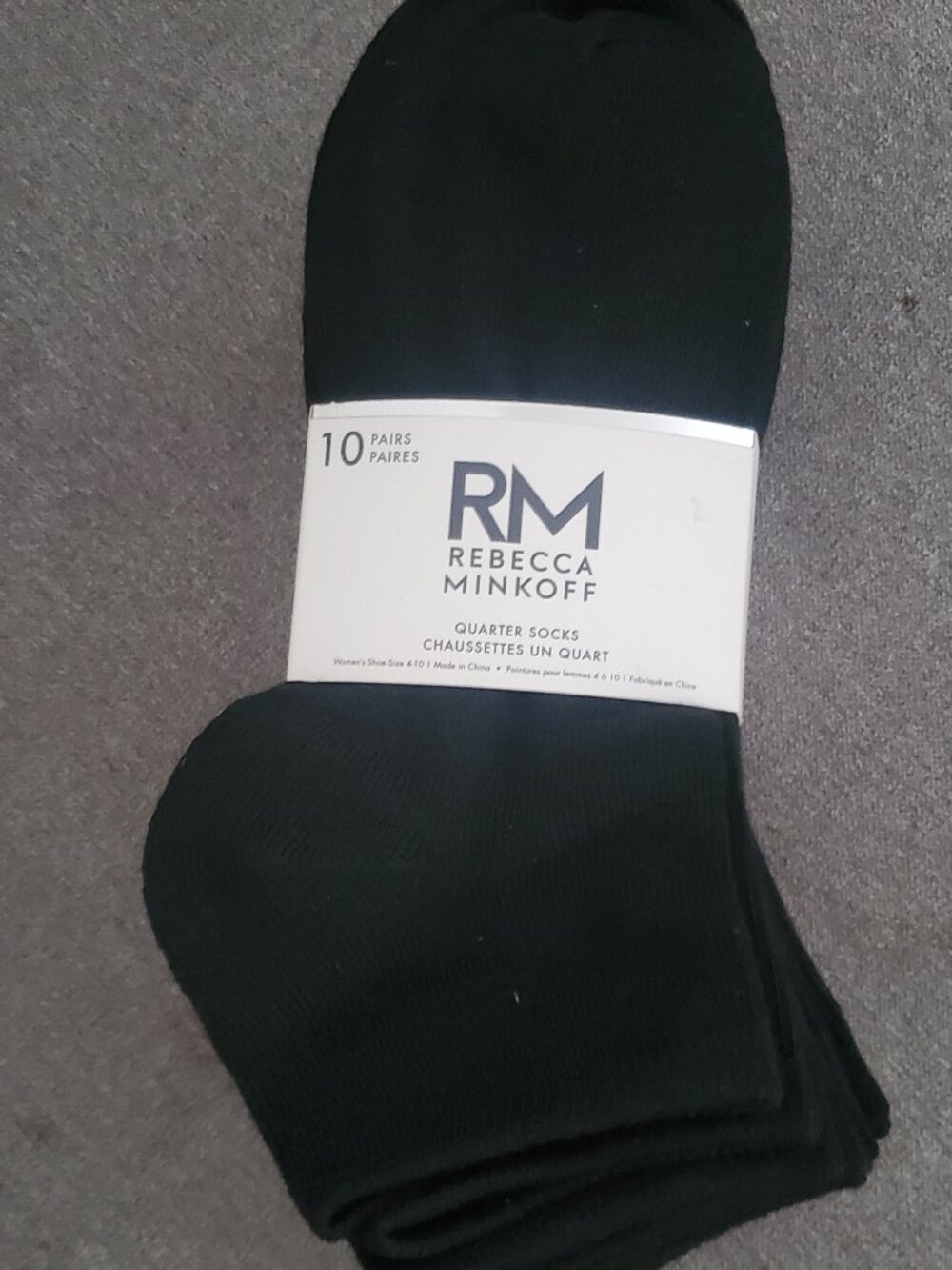 Rebecca Minkoff Black Quarter Socks 10 Pairs Sizes 4-10